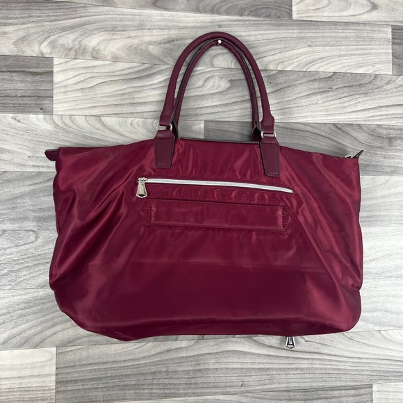 Aimee Kestenberg Duffle Tote Bag Womens Red Double Handle Inner Pockets Travel - Picture 12 of 16